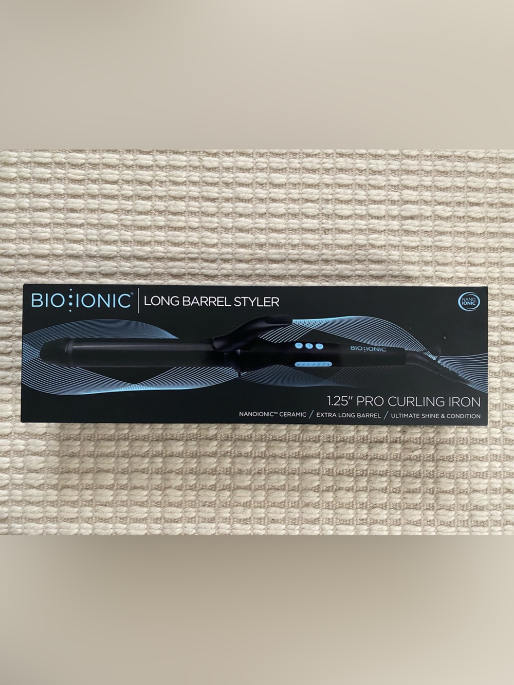 Bio Ionic Long Barrel Styler 1.25" Pro Curling Iron - Black New in the box